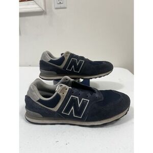 New Balance 574 Navy White Suede Leather *No Laces* Size 7‎